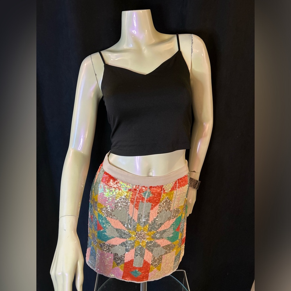 Marciano by Guess April Multicolor Sequin Embellishment Mini Skirt Size 2